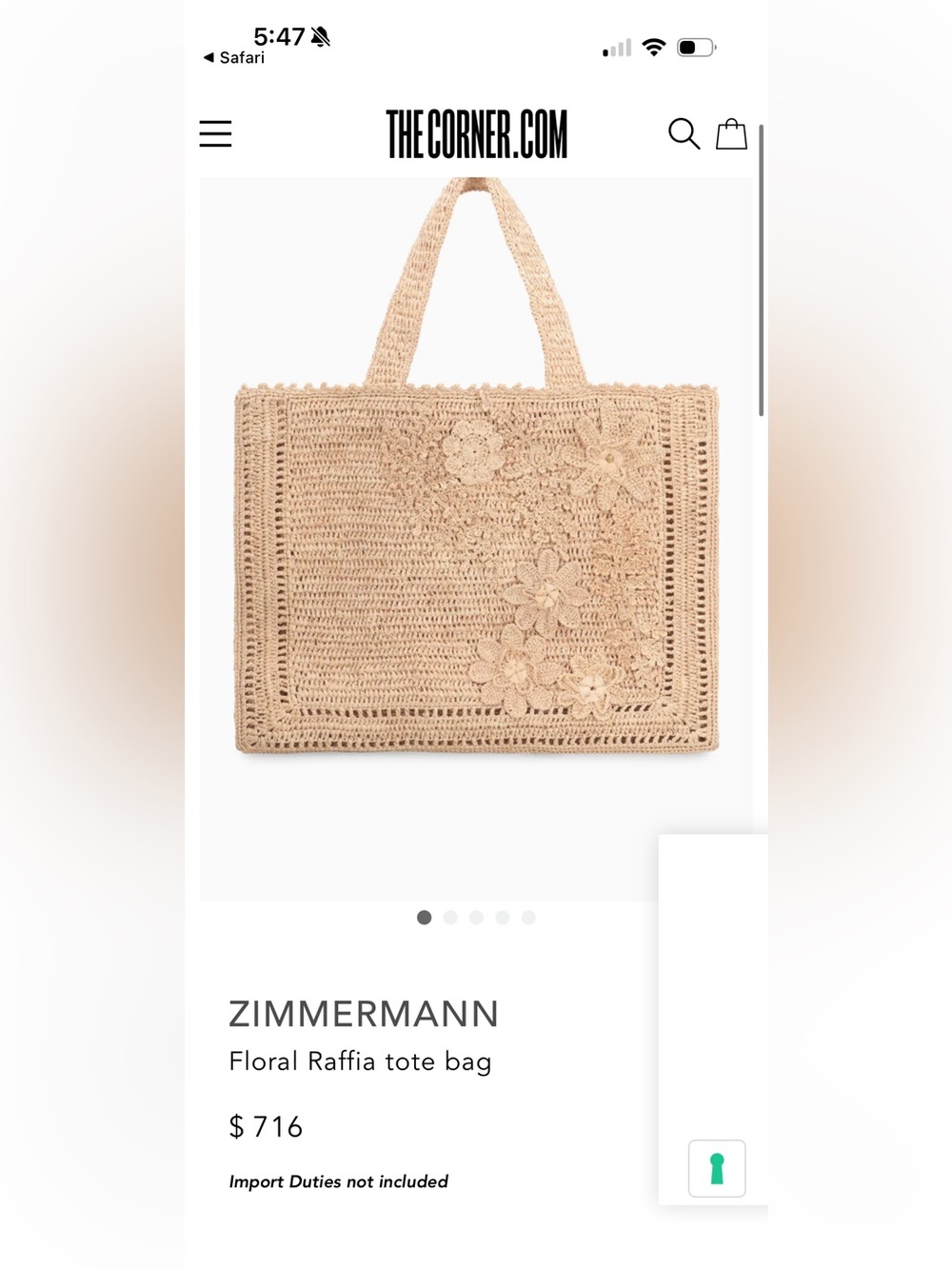 Zimmermann Beige Floral Raffia Tote Bag